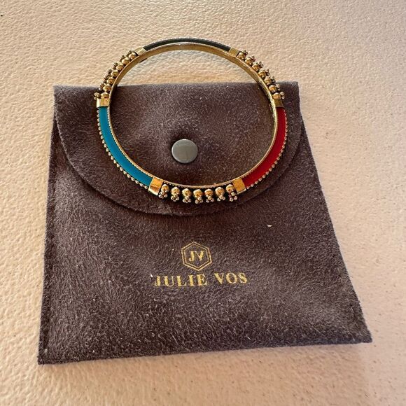 Julie Vos Gold Bracelet with Red and Blue Details